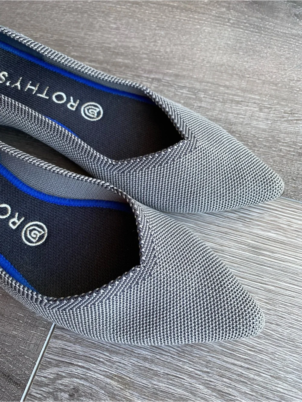 Rothy's The Pointed Toe Grey Knit Flats Women's Size 9